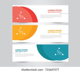 Set of abstract banner template. Modern Colorful business banner template. Blue, Orange and Pink Banner design. Horizontal advertising banner.