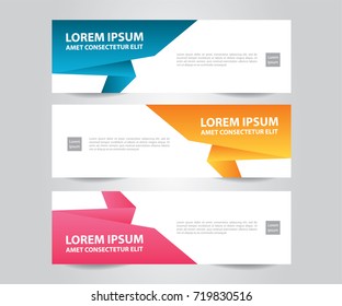 Set of Abstract banner template. Modern Colorful business banner template. Blue, Orange and Pink Banner design. Horizontal advertising banner.