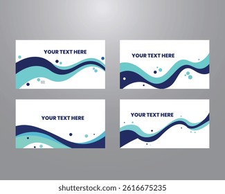 Set of abstract banner templates with soft green and blue wave elements, designed for text placement in presentations, digital ads, or web layouts