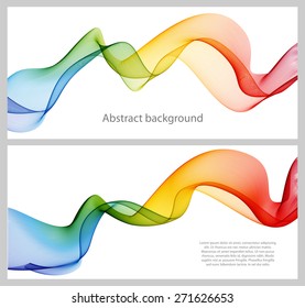 Set of abstract banners colored waves