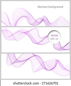 Set of abstract banners colored waves