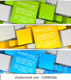 Set of  abstract banners with colorful 3d cubes