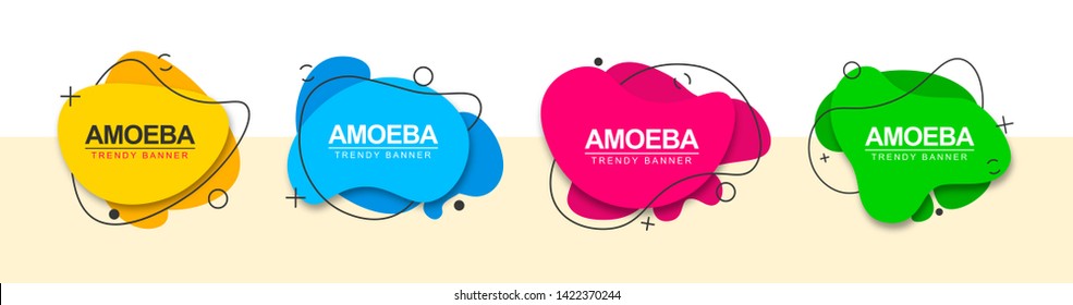 Set of abstract banners for the design of ad, web and print. Vector flat banners liquid shape. Vector template.