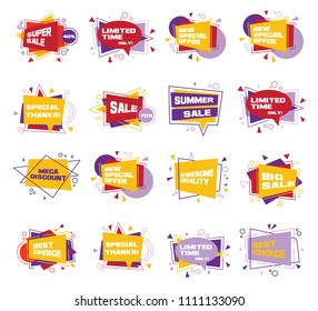 Set of abstract banners in flat and digital style. Vector discount, promotion trendy background