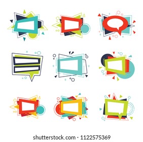 Set of abstract banners in flat and digital style. Vector discount, promotion trendy background