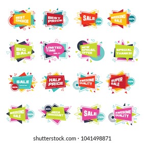 Set of abstract banners in flat style. Vector discount, promotion trendy background