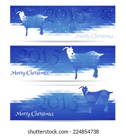 Set of abstract banners with geometric goat