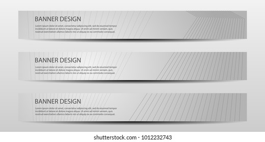 Set of abstract banners with graphic lines on a gray background. Vector illustration.