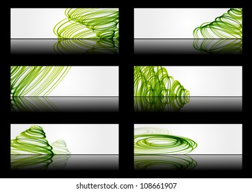 Set of abstract banners with green lines
