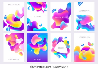 set of abstract banners with liquid fluid objects. vector illustration. colorful splash. Eps10