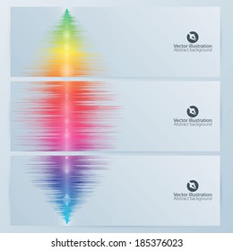 Set of abstract banners with  music equalizer wave