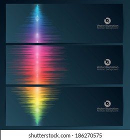 Set of abstract banners with music equalizer wave