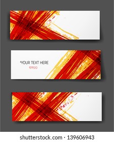 Set of abstract banners with red stripes. Vector illustration