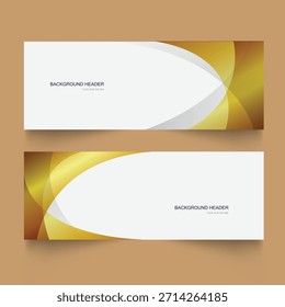 Set abstract banners with smooth shiny gold waves. set of modern abstract horizontal banners, wavy gold headers
