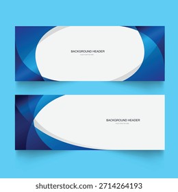 Conjunto de banners abstratos com ondas azuis brilhantes suaves. conjunto de banners horizontais abstratos modernos, cabeçalhos azuis ondulados
