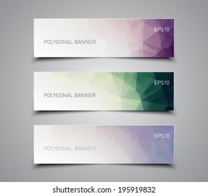 Set of abstract banners with triangles pattern background design. Polygonal style 