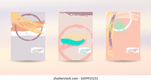 Set of abstract banners.Artistic creative universal backgrounds.Trendy design of multicolored dynamic background for card,website,web banner, header template.Vector illustration.Grunge art texture