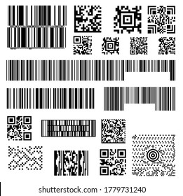 Set of abstract barcode templates of scanner digital codes for social networking, market, payments and design