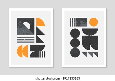 Conjunto de fondo de patrones geométricos bstract bauhaus.Diseño geométrico minimalista moderno con formas y elementos sencillos.Ilustración vectorial artística moderna de mediados de siglo.Decoración de murallas futuristas.