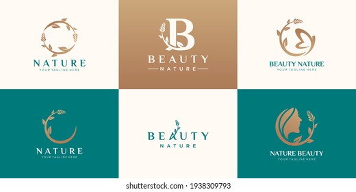 set of abstract beauty nature logo design