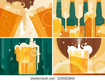 Set of abstract beer banners. Creative placard designs.