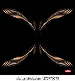 set of abstract beige line brown wave cream band isolated on black background. vector illustration