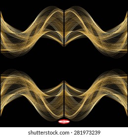 set of abstract beige line golden wave cream band isolated on black background. vector illustration