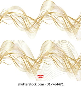 set of abstract beige line golden wave cream band isolated on white background. vector illustration