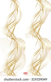 set of abstract beige line golden wave cream band isolated on white background. vector illustration