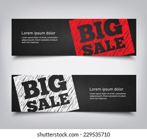 Set of abstract big sale background banners with chalkboard style, clean and modern design. Vector eps 10 