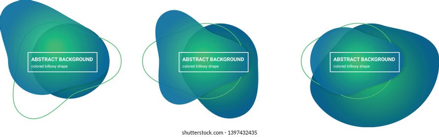 Set of abstract billowy shapes background teplates in Emerald, Bahama-Blue colors for banners, flyers, websites, brochures etc.