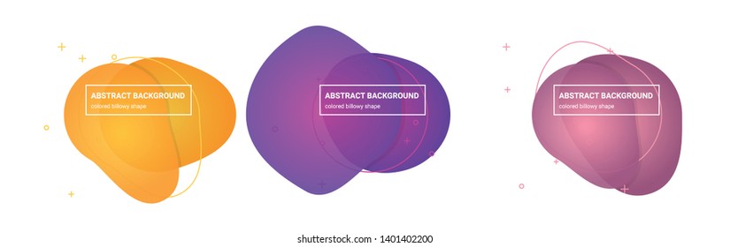 Set of Abstract billowy shapes Background Templates in Pink-Salmon, Tapestry, Medium-Red-Violet, Royal-Purple, Tree-Poppy, Sunglow Gradients Colors for Logo, Flyer, Website etc.