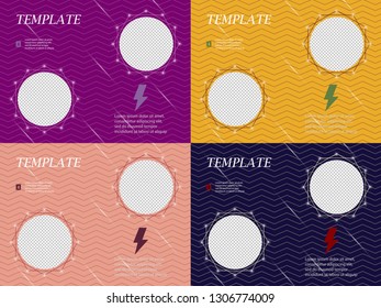 Set of Abstract binder layout. White brochure cover design. Fancy info text frame. Creative flyer font. Title model set. Modern vector front page. Elegant banner. figures icon fiber
