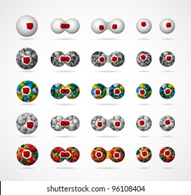 A set of abstract biological cells, showing the process of dividing. Eps 10