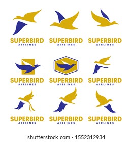 Set Of Abstract Bird Logo , Airlines Logo