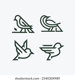 Conjunto de icono abstracto del logotipo del pájaro