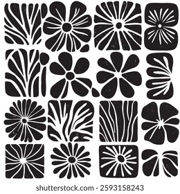 Set of Abstract Bizarre Matisse Hand Drawn Organic Shapes. Floral and Natural Abstract Design Elements for Posters, Emblem, Textile and Graphic Projects. Vector illustration