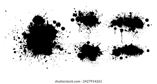 Conjunto de manchas negras abstractas. No AI, ilustración vectorial