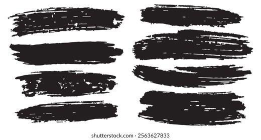 Set of Abstract Black Brush Strokes