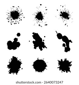 Set of abstract black brush strokes Hand painted collection for creative projects, decoration, backgrounds, and artistic design