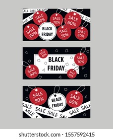 Set of abstract black friday backgrounds for social media stories. Colorful banners. Use for event invitation, discount voucher, advertising. Vector eps 10 