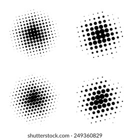 Set of abstract black halftone circles