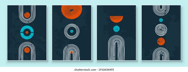 Set of Abstract Black Hand Painted Illustrations for Postcard, Social Media Banner, Brochure Cover Design or Wall Decoration Background.