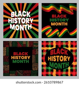 set of abstract black history month background Social Media Post Template