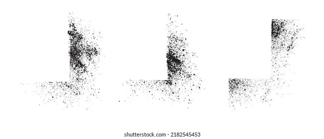 Set of abstract black ink sprayed on a white background. edge design elements for copy space frame. the grunge paint brush collection for creative design.