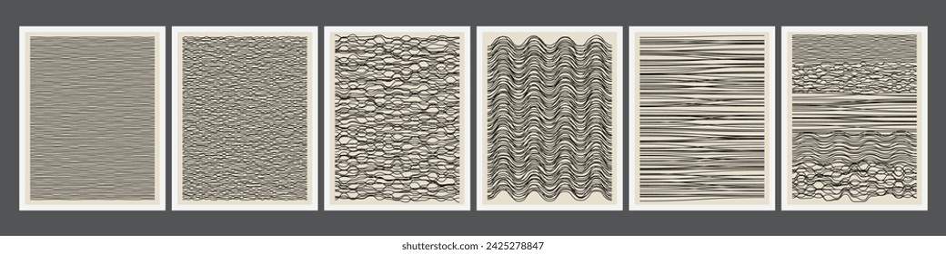 Set of Abstract black line Background or Pattern. Hand drawn doodle shapes and curved lines. Contemporary modern trendy Vector illustration. Poster, Social media templates