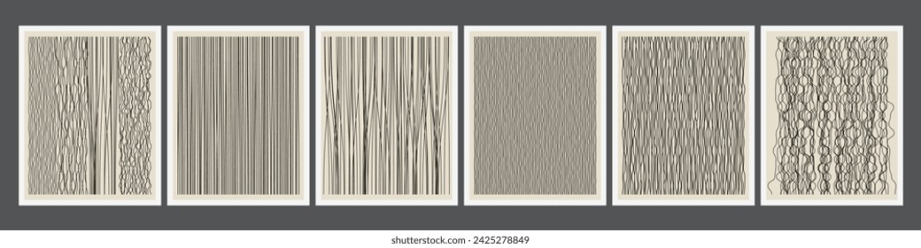 Set of Abstract black line Background or Pattern. Hand drawn doodle shapes and curved lines. Contemporary modern trendy Vector illustration. Poster, Social media templates