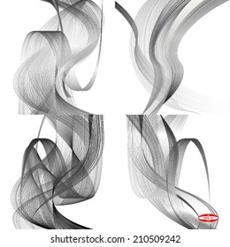 set of abstract black line grey wave gray band on white background vector
