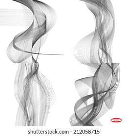 set of abstract black line grey wave gray band on white background vector