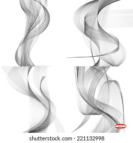 set of abstract black line grey wave gray band on white background vector